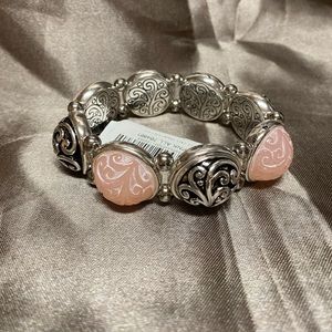 Pink and silver stretch bracelet